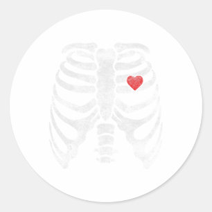 Skeleton Heart Rib Cage X-ray Adult Kids Fun Hallo Classic Round Sticker