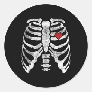 Skeleton Heart Rib Cage X-ray Adult Kids Fun Hallo Classic Round Sticker