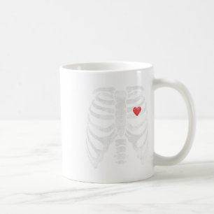 Skeleton Heart Rib Cage X-ray Adult Kids Fun Hallo Coffee Mug
