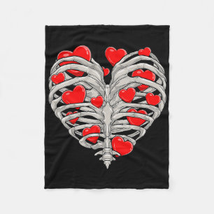Skeleton Heart Rib Cage X Ray Adult Kids Funny Val Fleece Blanket