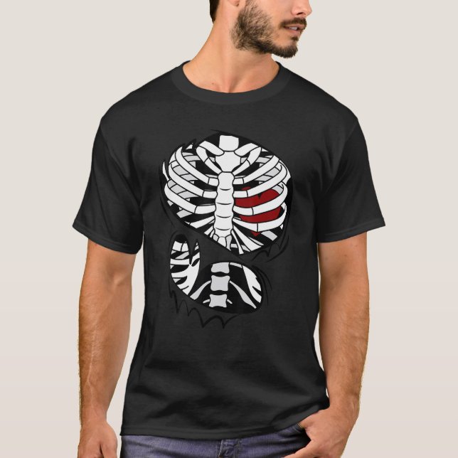 Skeleton Heart Rib Cage X Ray Adult Kids  Hallowee T-Shirt (Front)