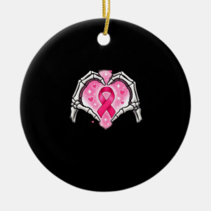 Skeleton Heart Ribbon Awareness Inspirational Desi Ceramic Ornament