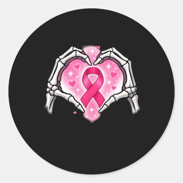 Skeleton Heart Ribbon Awareness Inspirational Desi Classic Round Sticker (Front)