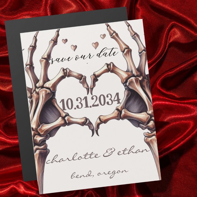 Skeleton Heart Save the Date Magnet Card (Creator Uploaded)