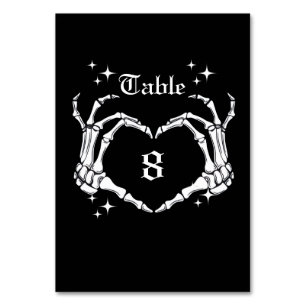 Skeleton Heart Shaped Hand Wedding Table Number