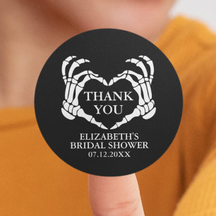 Skeleton Heart Til Death Bridal Shower Thank You Classic Round Sticker
