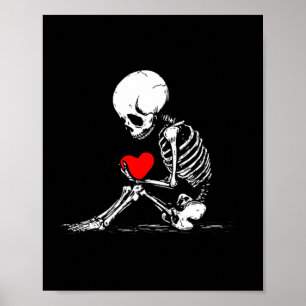Skeleton Heart Valentines Emo Gothic Minimalist Ck Poster