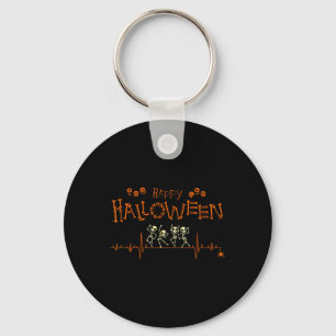 Skeleton Heartbeat Happy Halloween Doctor Nurse Key Ring