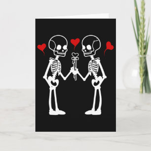 Skeleton Hearts Valentine Lovers Couples  Card