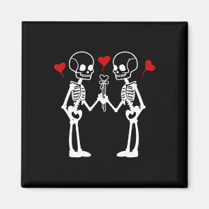 Skeleton Hearts Valentine Lovers Couples Magnet