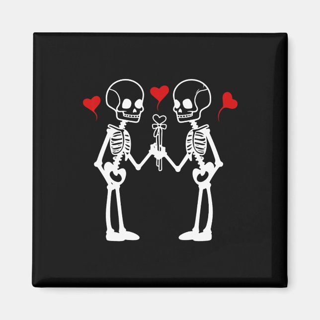 Skeleton Hearts Valentine Lovers Couples  Magnet (Front)