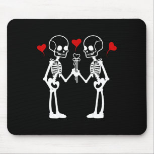Skeleton Hearts Valentine Lovers Couples Mouse Pad