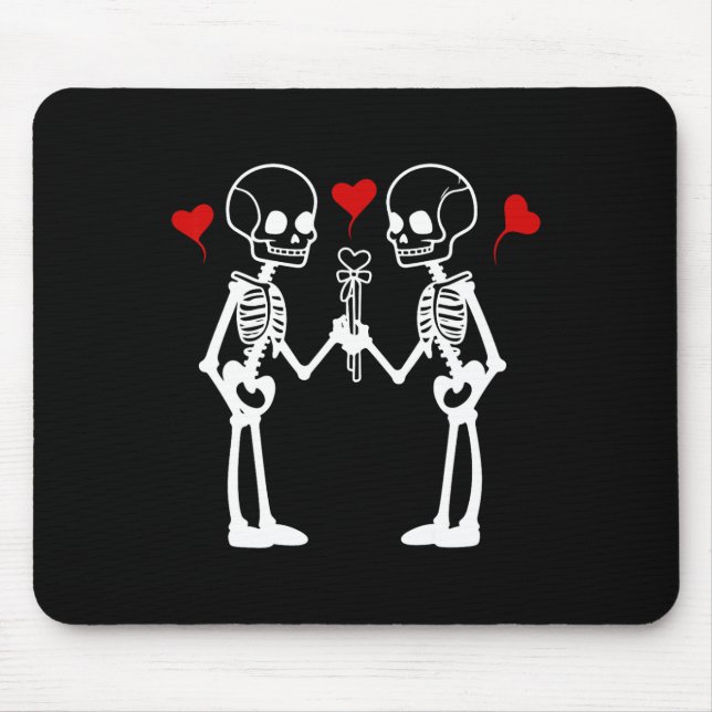 Skeleton Hearts Valentine Lovers Couples  Mouse Pad (Front)