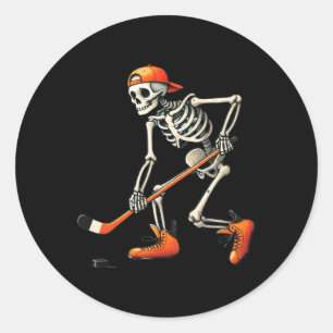 Skeleton Hockey Halloween Costume Sport Men Boys K Classic Round Sticker