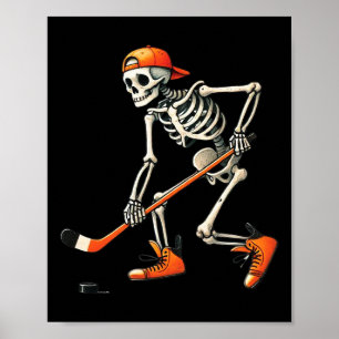 Skeleton Hockey Halloween Costume Sport Men Boys K Poster