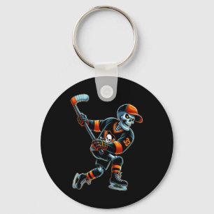 Skeleton Hockey Halloween Hockey Mens Boys Kids Key Ring