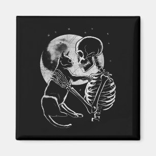Skeleton Holding A Cat Funny Halloween Men Women G Magnet