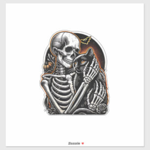Skeleton Holding A Cat Halloween Costume Skull Cat