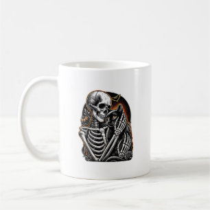 Skeleton Holding A Cat Halloween Costume Skull Cat Coffee Mug