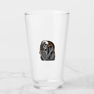 Skeleton Holding A Cat Halloween Costume Skull Cat Glass