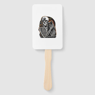 Skeleton Holding A Cat Halloween Costume Skull Cat Hand Fan