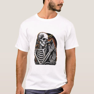 Skeleton Holding A Cat Halloween Costume Skull Cat T-Shirt