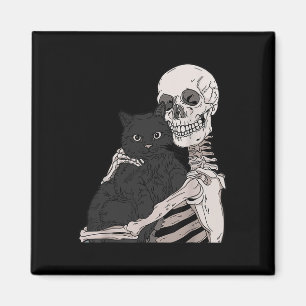 Skeleton Holding A Cat Lazy Halloween Costume Sku Magnet