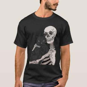 Skeleton Holding A Cat Lazy Halloween Costume Sku T-Shirt