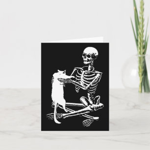 Skeleton Holding A Cat Lazy Halloween Costume Skul Card