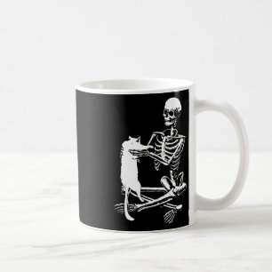Skeleton Holding A Cat Lazy Halloween Costume Skul Coffee Mug