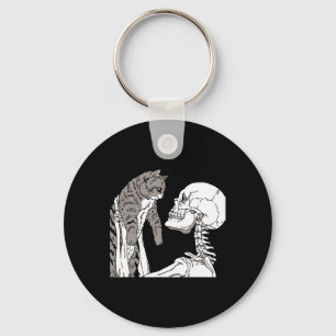Skeleton Holding A Cat Lazy Halloween Costume Skul Key Ring