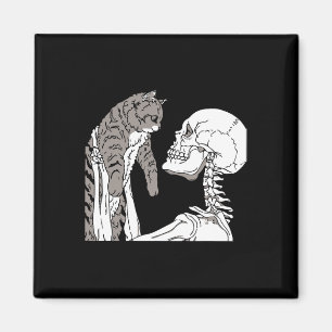 Skeleton Holding A Cat Lazy Halloween Costume Skul Magnet