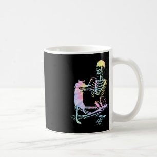 Skeleton Holding A Cat Lazy Halloween Costume Tie Coffee Mug