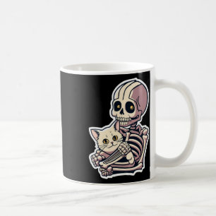 Skeleton Holding A Cat Shirt Lazy Halloween Costum Coffee Mug