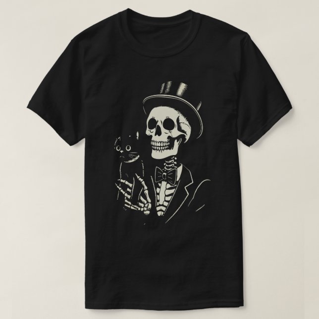 skeleton holding a cat T-Shirt (Design Front)