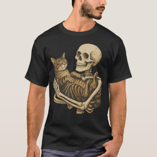 Skeleton Holding Cat T-Shirt