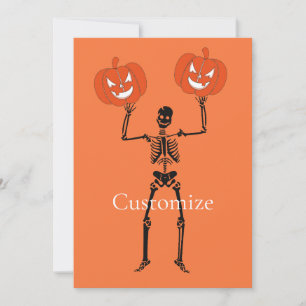 Skeleton Holding Pumpkins Thunder_Cove Invitation