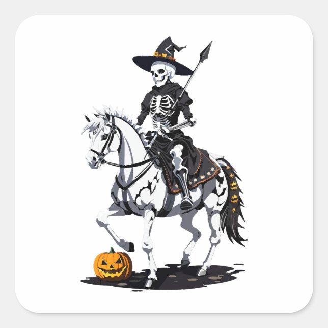 Skeleton Horse Rider - Halloween Skeleton Square Sticker (Front)