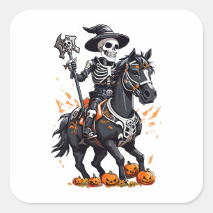 Skeleton Horse Rider Square Sticker