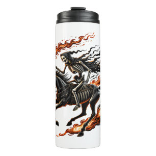 Skeleton Horseman Riding Flaming Horse Thermal Tumbler