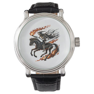 Skeleton Horseman Riding Flaming Horse Watch