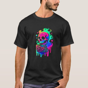 Skeleton Hot Coffee Drippy Melting liquid Colourfu T-Shirt