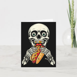 Skeleton Hot Dog Halloween Card