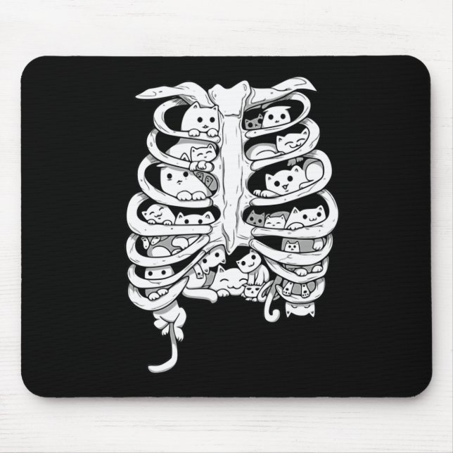Skeleton Hug Cats Dead But Warm And Fuzzy Mouse Pad (Front)
