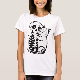 Skeleton Hugging a Cat T-Shirt
