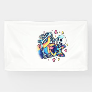 Skeleton Hugging a German Shepherd � Unique Gothic Banner