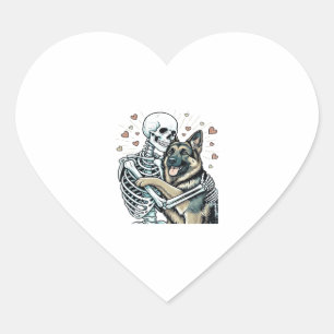 Skeleton Hugging a German Shepherd � Unique Gothic Heart Sticker