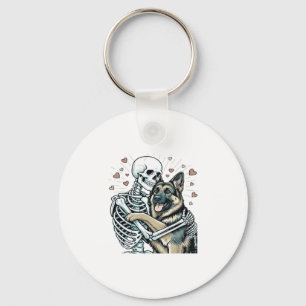 Skeleton Hugging a German Shepherd � Unique Gothic Key Ring