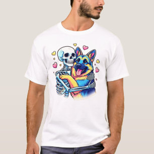 Skeleton Hugging a German Shepherd � Unique Gothic T-Shirt