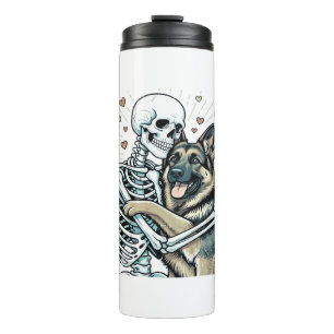 Skeleton Hugging a German Shepherd � Unique Gothic Thermal Tumbler